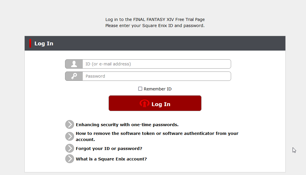 Login SE Account Page